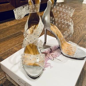 Jessica Simpson Clear/Silver Jelly Heels
